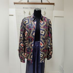 Vintage Deadstock Oleg Cassini Silk Coord Set - Large